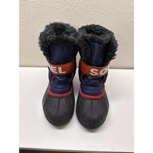 Sorel, Snow Commander, Y 13, Blue/Red, Fleece Lined Boots Fast Ship